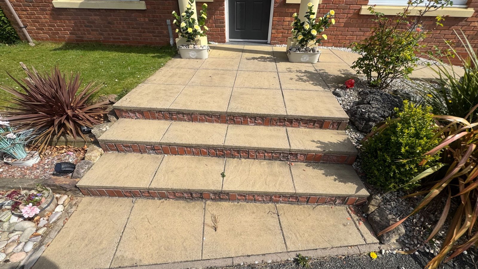 Front Porcelain Patio With Mitred Steps image 2